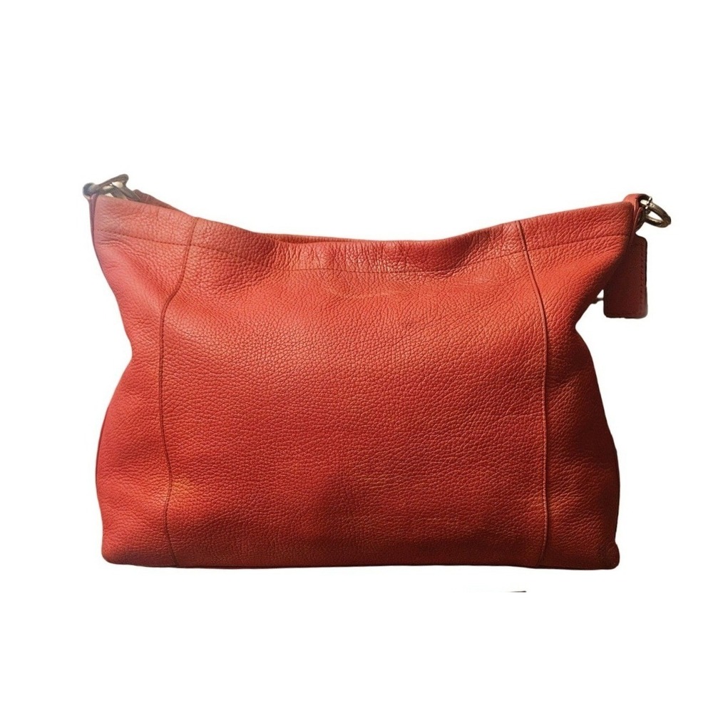 Coach Edie 31 Orange Pebbled Leather Shoulder Bag Hobo Handbag Silver Hardware